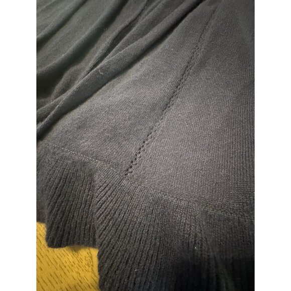 Lily Pulitzer 100% Cashmere Open Cardigan Navy Shawl collar ruffle Hem Eyelit - Picture 10 of 14